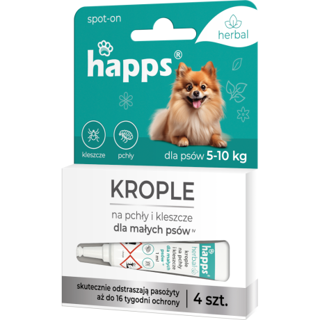 HAPPS Herbal – krople na pchły i kleszcze mały pies