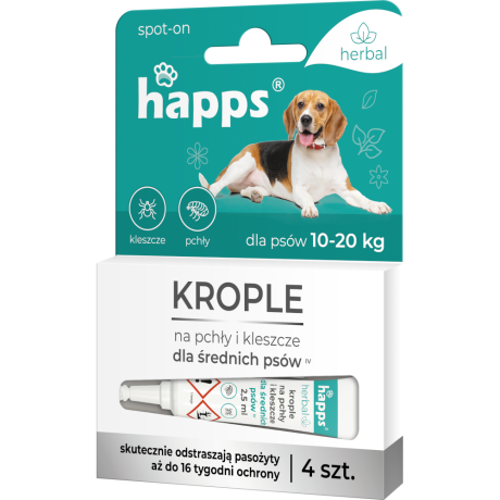 HAPPS Herbal – krople na pchły i kleszcze średni pies