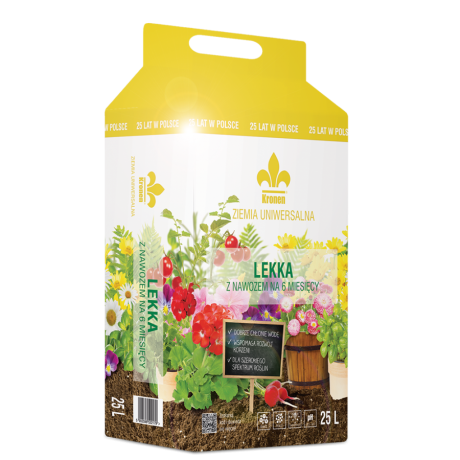 KRONEN®Ziemia uniwersalna LEKKA z nawozem na 6 miesięcy 25l