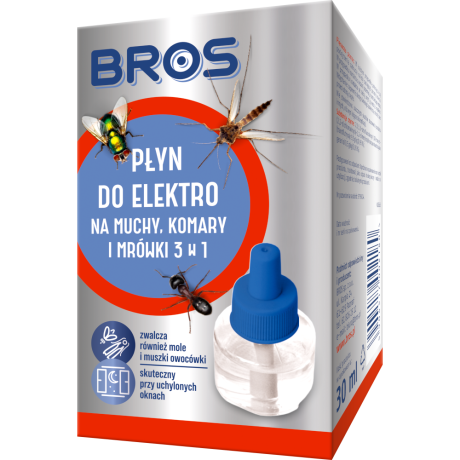 BROS Płyn do elektro na muchy, komary i mrówki 3W1