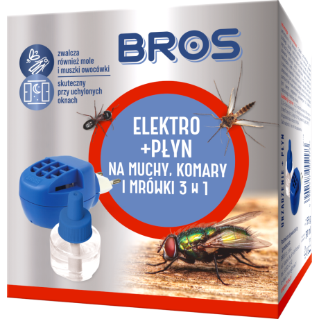 BROS Elektro + płyn na muchy, komary i mrówki 3W1