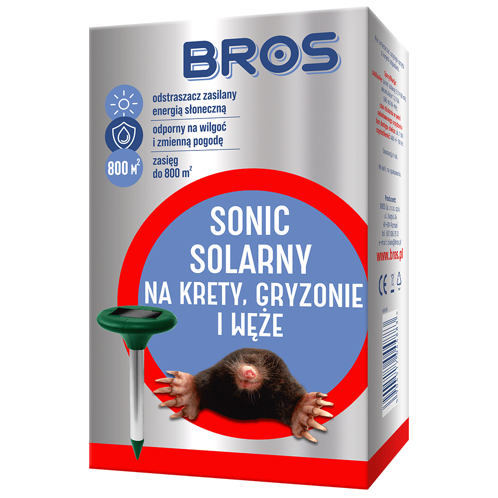 BROS Sonic Solarny na krety, gryzonie i węże