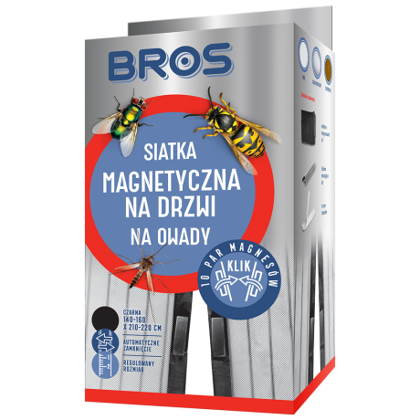 BROS Siatka magnetyczna na drzwi KLIK! 160x220 - czarna
