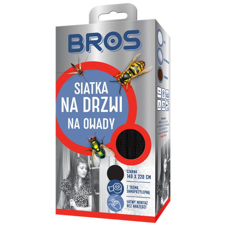 BROS Siatka na drzwi 140x220 - CZARNA