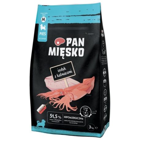 PAN MIĘSKO KARMA SUCHA SZCZENIAK INDYK Z KALMARAMI M 3KG