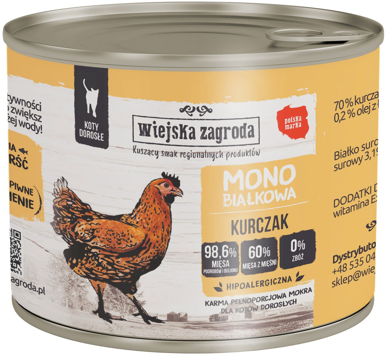WIEJSKA ZAGRODA KARMA MOKRA KOT MONOBIAŁKOWA KURCZAK 200G