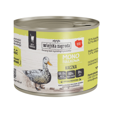 WIEJSKA ZAGRODA KARMA MOKRA KOT MONOBIAŁKOWA KACZKA 200G