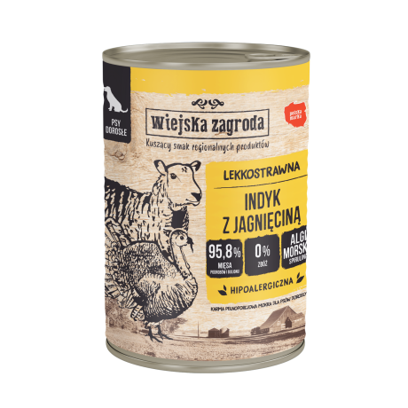 WIEJSKA ZAGRODA KARMA MOKRA INDYK Z JAGNIĘCINĄ 400G