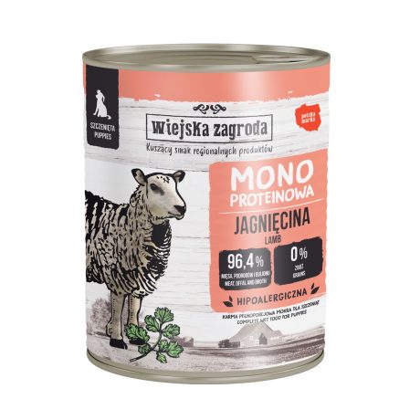 WIEJSKA ZAGRODA KARMA MOKRA MONOBIAŁKOWA SZCZENIAK JAGNIĘCINA 400GR
