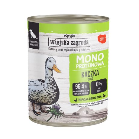 WIEJSKA ZAGRODA KARMA MOKRA MONOBIAŁKOWA PIES KACZKA 800G