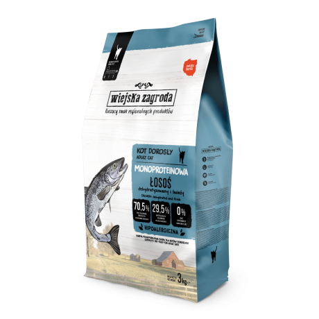 WIEJSKA ZAGRODA KARMA SUCHA MONO KOT ŁOSOŚ 3KG