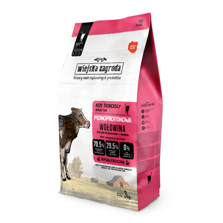 WIEJSKA ZAGRODA KARMA SUCHA MONO KOT WOŁOWINA 3KG