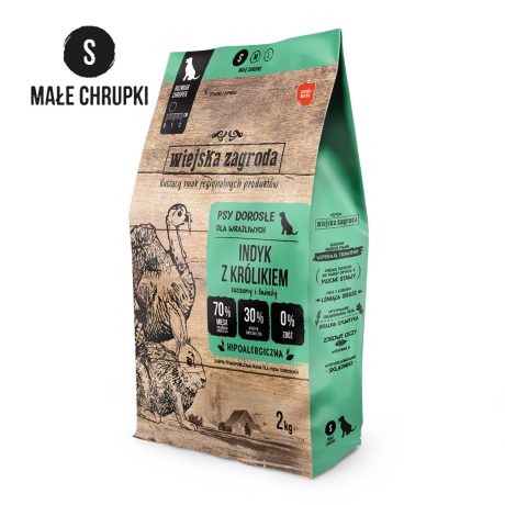 WIEJSKA ZAGRODA KARMA SUCHA PIES INDYK Z KRÓLIKIEM S 2KG