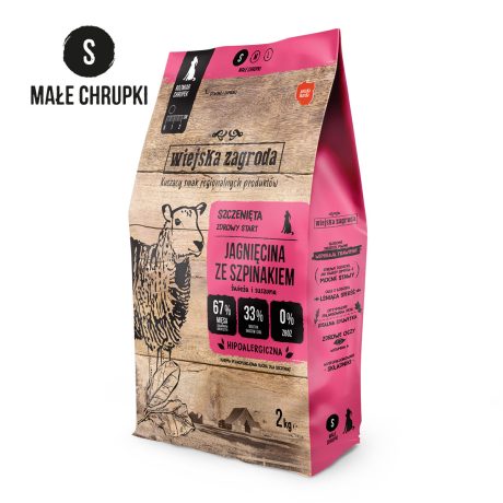 WIEJSKA ZAGRODA KARMA SUCHA SZCZENIAK JAGNIĘINA ZE SZPINAKIEM 2KG S