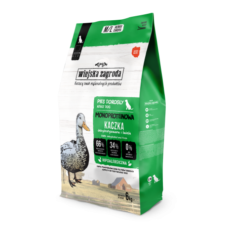 WIEJSKA ZAGRODA KARMA SUCHA MONO KACZKA M/L 6KG