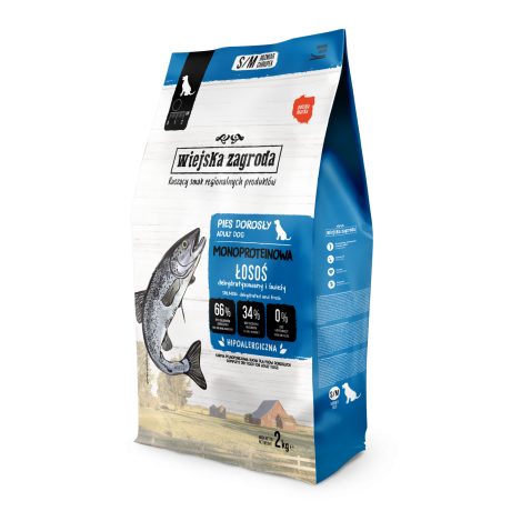 WIEJSKA ZAGRODA KARMA SUCHA PIES MONO ŁOSOŚ 2KG S/M