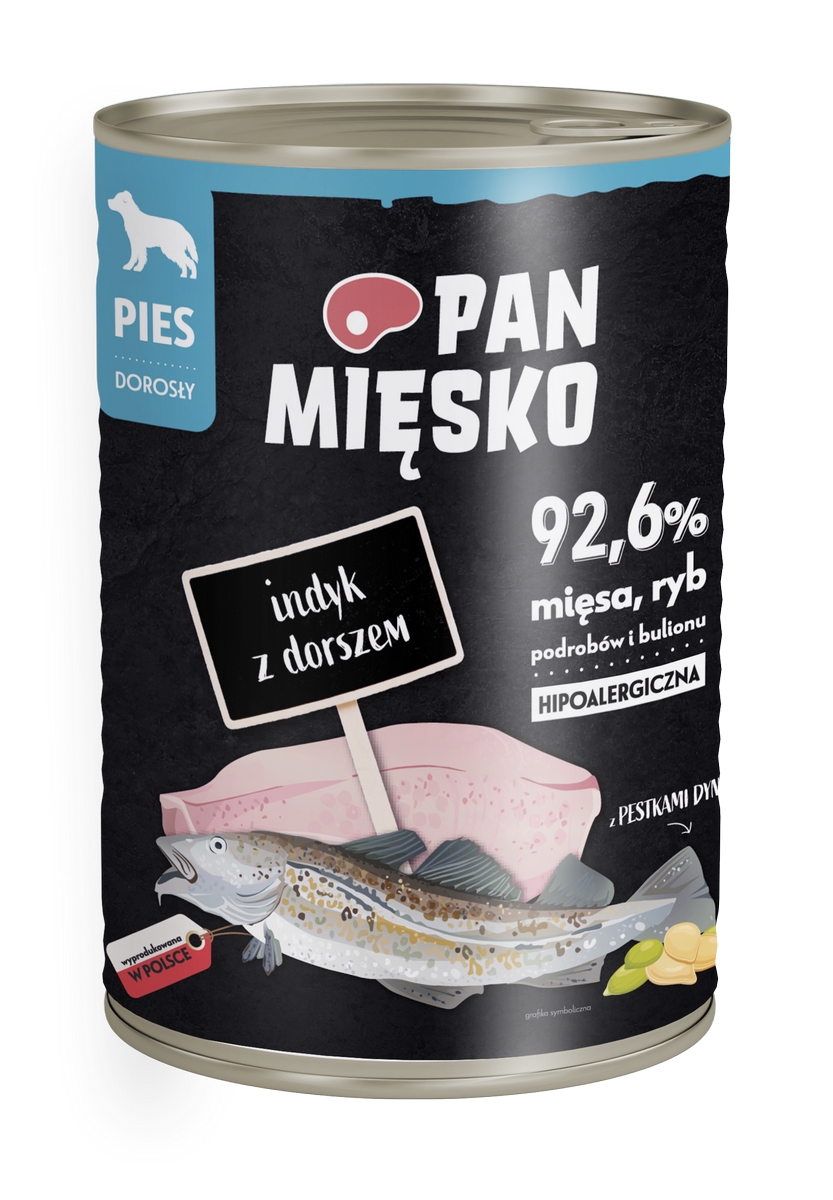 PAN MIĘSKO KARMA MOKRA PIES INDYK Z DORSZEM 400G
