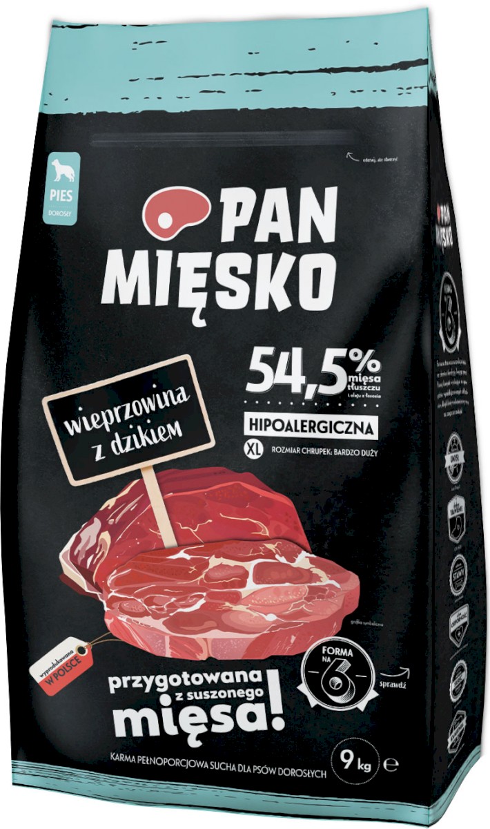 PAN MIĘSKO KARMA SUCHA PIES WIEPRZOWINA Z DZIKIEM XL 9KG