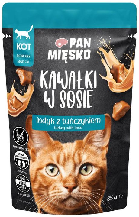 PAN MIĘSKO KM KOT SASZETKA INDYK Z TUŃCZYKIEM  85G