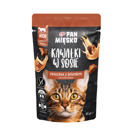 PAN MIĘSKO KM KOT SASZETKA CIELĘCINA JELEŃ 85G