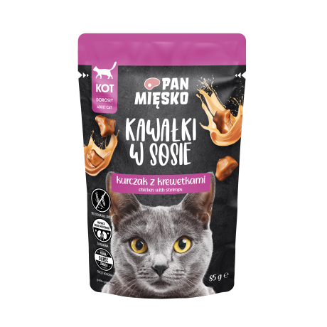 PAN MIĘSKO KM KOT SASZETKA KURCZAK Z KREWETKAMI 85G
